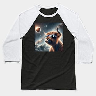 2024 Solar Eclipse Highland Cow ing Totality Baseball T-Shirt